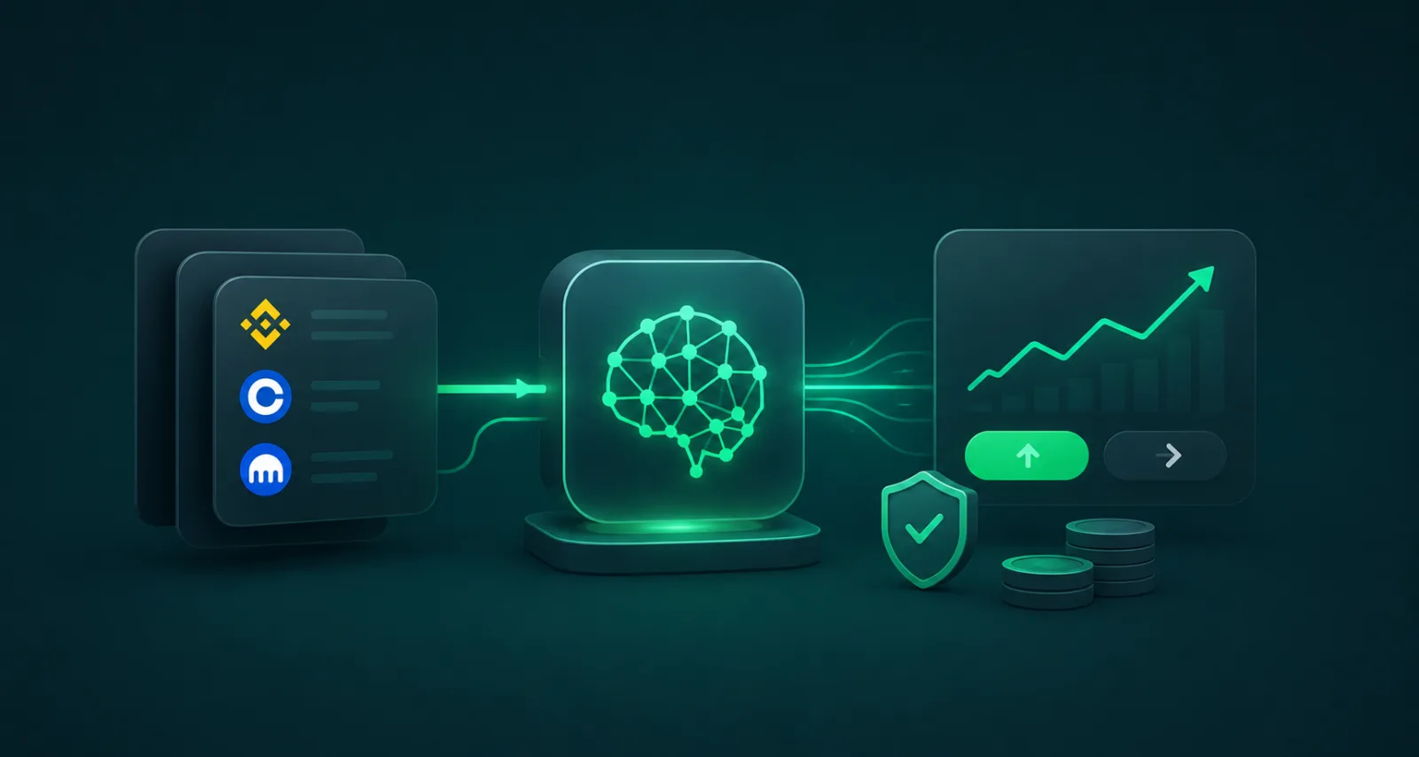 Algorithmic trading engine processing market data and producing risk-managed signals